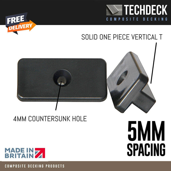 Composite Decking T Clips / Spacers / Hidden Fixing Black Screws