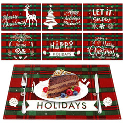 6Pcs Christmas Placemats Christmas Table Mats
