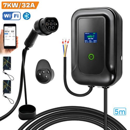 32A 7KW WIFI EV Charger Type 2 Electric Car Charging Station With 5M Cable