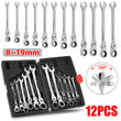 12pcs Flexible Ratchet Spanner Set Ratcheting Wrench Spanners Flexi Head