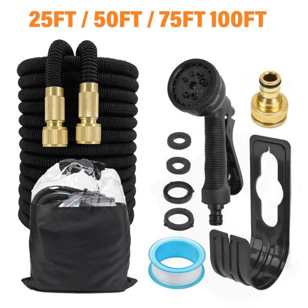 25-100FT Expandable Garden Hose Pipe Flexible With Water Spray Gun