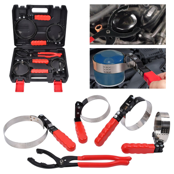 Swivel Oil Filter Strap Wrench Adjustable Oil Filter Pliers Set Removal Tool
