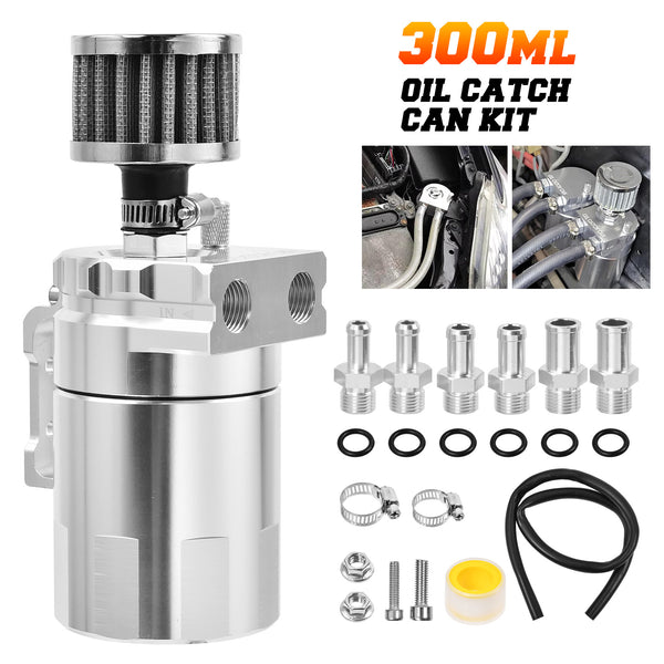 Oil Catch Can Kit Breather Baffled Reservoir Tank 300ML