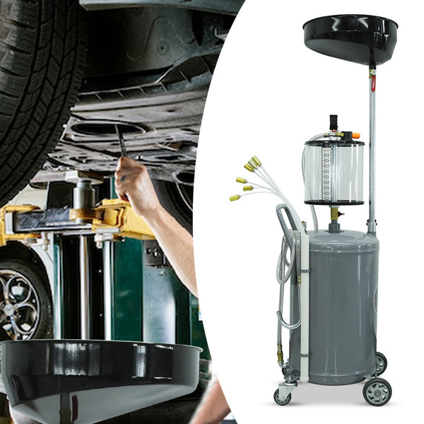 Oil Drain Tank Garage Air Oil Waste Drainer Extractor Pan w/ Cup