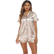 Women's Short-sleeved Satin Pajamas Set with Chest Pocket