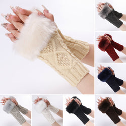 Outdoor Windproof Arm Gloves with Fluffy Sleeve Cuff