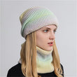 2pcs Knitted Gradient Beanie Hat Scarf Set