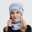 2pcs Knitted Gradient Beanie Hat Scarf Set