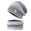 2pcs Knitted Gradient Beanie Hat Scarf Set