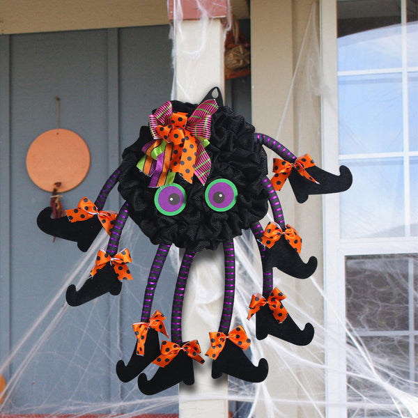 Halloween WreathSpider With Ribbon Bows