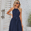 Women Halter Sleeveless Pleated Dress