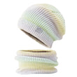 2pcs Knitted Gradient Beanie Hat Scarf Set