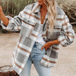 Women's Plaid Flannel Long Sleeve Lapel Button Pocketed Shacket