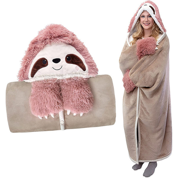 Women Winter Hooded Wearable Cartoon Hoodie Blanket