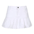 Women Pleated Ruffle Denim Skirt
