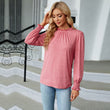 Long Sleeve Blouses Women Frill Mock Neck Shirt