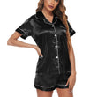 Women's Short-sleeved Satin Pajamas Set with Chest Pocket