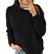 Women Fleece Turtleneck Long Sleeve Winter Solid Color Pullover
