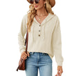Women Sweatshirts V Neck Button Loose Hoodie Pullover
