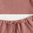 Womens Waffle Knit Pajama Sets Long Sleeve Top and Shorts Matching Loungewear