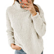 Women Fleece Turtleneck Long Sleeve Winter Solid Color Pullover
