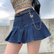 Women Pleated Ruffle Denim Skirt