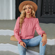 Long Sleeve Blouses Women Frill Mock Neck Shirt