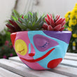 Colorful Face Pattern Resin Flowerpot