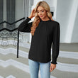 Long Sleeve Blouses Women Frill Mock Neck Shirt
