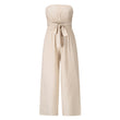 Women Off Shoulder Elegant Rompers Wide Leg Long Pants with Belt