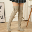 Women Knitted Socks Soild Color Over Knee Stockings