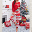 Women Pajamas Set Christmas Gift Sleepwear Red Print Elk Long Sleeve Trouser Suits