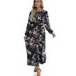 Women's Autumn Long Sleeve Floral Print Swing Maxi Dress