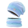 2pcs Knitted Gradient Beanie Hat Scarf Set