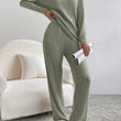 Women Winter Long Sleeve V-neck  Pajamas Suit 2 Piece Sets