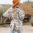 Women's Plaid Flannel Long Sleeve Lapel Button Pocketed Shacket