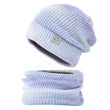 2pcs Knitted Gradient Beanie Hat Scarf Set