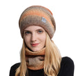 2pcs Knitted Gradient Beanie Hat Scarf Set