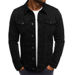 Men Cotton Denim Casual Solid Color Lapel Single Breasted Jacket