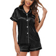 Women's Short-sleeved Satin Pajamas Set with Chest Pocket