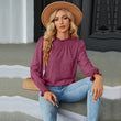Long Sleeve Blouses Women Frill Mock Neck Shirt