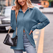 Women Long Sleeve Solid Color Loose  Blouse
