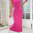 Women Solid Color Backless Slim Dress