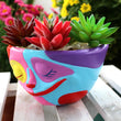 Colorful Face Pattern Resin Flowerpot