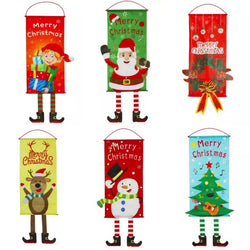 Christmas Door Sign Decorative House Flag Christmas Door Window Banner