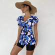 Women's Tankini Swimsuits Ruffled Flowy Tankini Tops with Shorts Swimwear Set