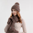 Set of 3pcs Women Knitted Warm Fleece Hat Knitted Scarf Touch Screen Gloves Set