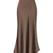 Women High Waist Solid Maxi Satin Skirt