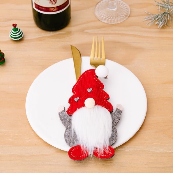 6pcs Christmas Gnome Knife Fork Holder Cutlery Cover Organizer