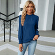 Long Sleeve Blouses Women Frill Mock Neck Shirt